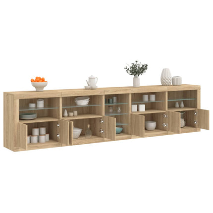 Skänk med LED-belysning sonoma-ek 283x37x67 cm