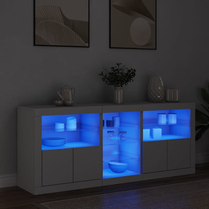 Skänk med LED-belysning vit 162x37x67 cm