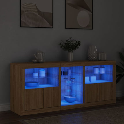 Skänk med LED-belysning sonoma-ek 162x37x67 cm