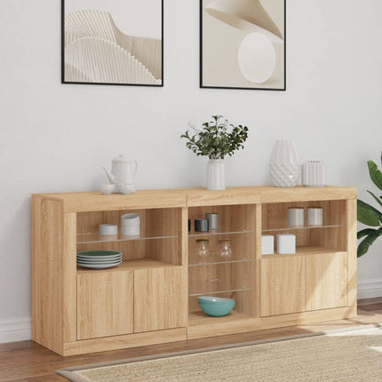 Skänk med LED-belysning sonoma-ek 162x37x67 cm