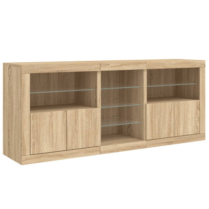 Skänk med LED-belysning sonoma-ek 162x37x67 cm
