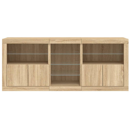Skänk med LED-belysning sonoma-ek 162x37x67 cm