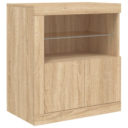 Skänk med LED-belysning sonoma-ek 162x37x67 cm