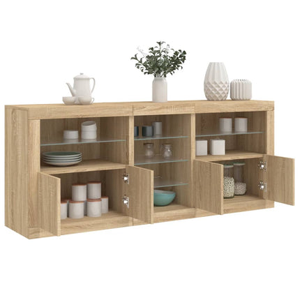 Skänk med LED-belysning sonoma-ek 162x37x67 cm