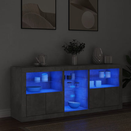 Skänk med LED-belysning betonggrå 162x37x67 cm