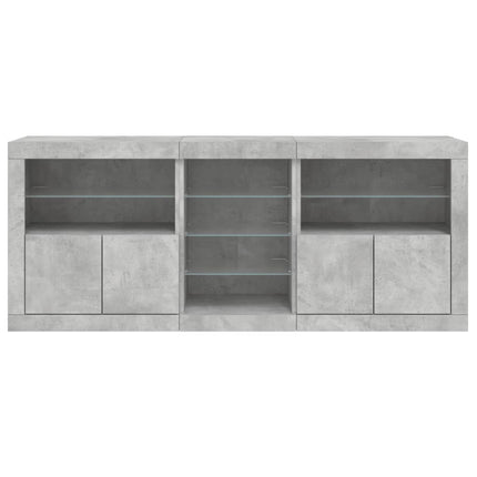 Skänk med LED-belysning betonggrå 162x37x67 cm