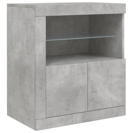Skänk med LED-belysning betonggrå 162x37x67 cm