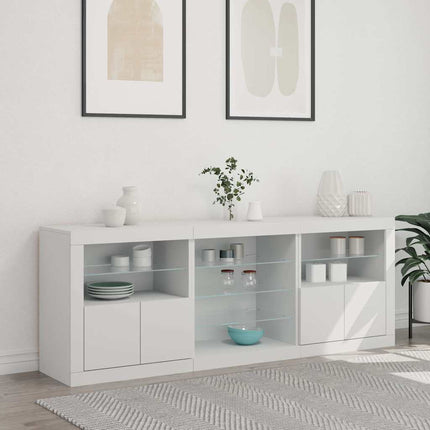 Skänk med LED-belysning vit 181,5x37x67 cm