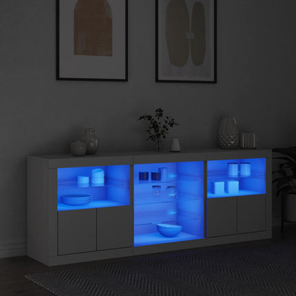 Skänk med LED-belysning vit 181,5x37x67 cm