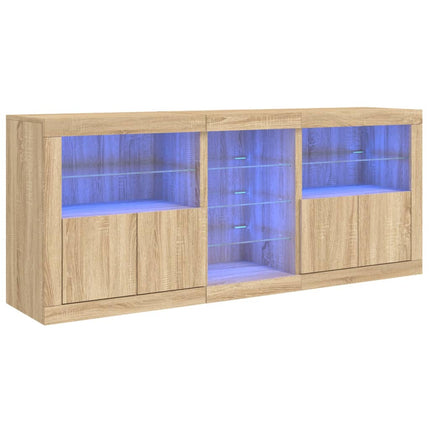 Skänk med LED-belysning sonoma-ek 181,5x37x67 cm