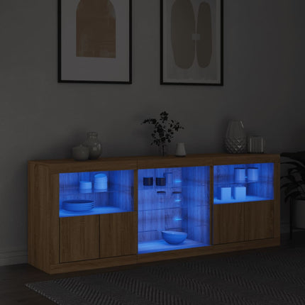 Skänk med LED-belysning sonoma-ek 181,5x37x67 cm