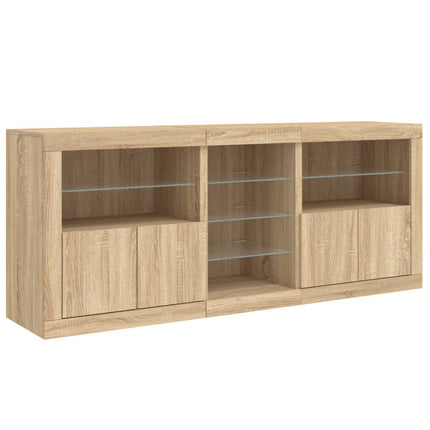Skänk med LED-belysning sonoma-ek 181,5x37x67 cm