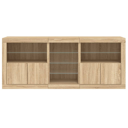 Skänk med LED-belysning sonoma-ek 181,5x37x67 cm