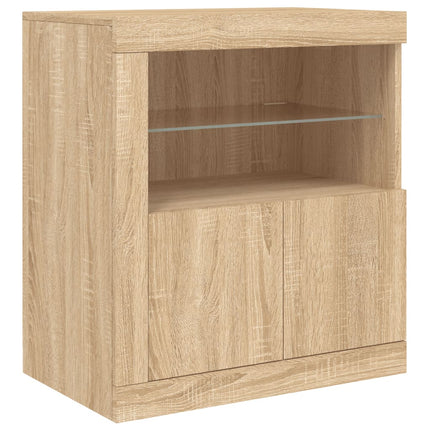 Skänk med LED-belysning sonoma-ek 181,5x37x67 cm