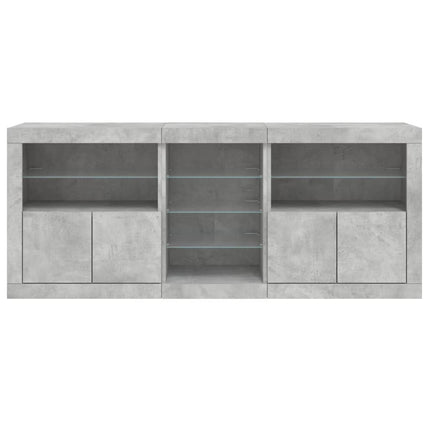 Skänk med LED-belysning betonggrå 181,5x37x67 cm