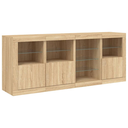 Skänk med LED-belysning sonoma-ek 164x37x67 cm