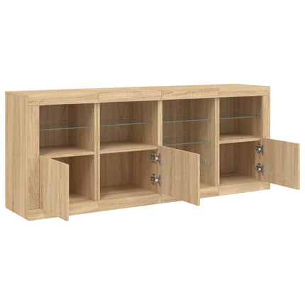 Skänk med LED-belysning sonoma-ek 164x37x67 cm