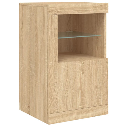 Skänk med LED-belysning sonoma-ek 164x37x67 cm