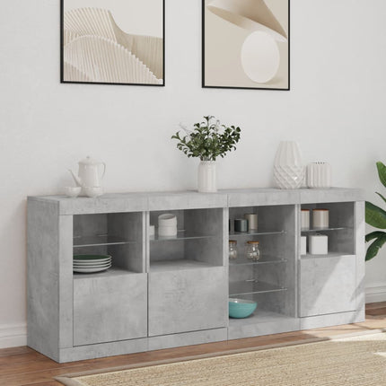 Skänk med LED-belysning betonggrå 164x37x67 cm