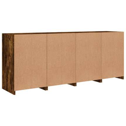 Skänk med LED-belysning rökfärgad ek 164x37x67 cm