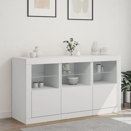 Skänk med LED-belysning vit 123x37x67 cm