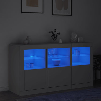 Skänk med LED-belysning vit 123x37x67 cm