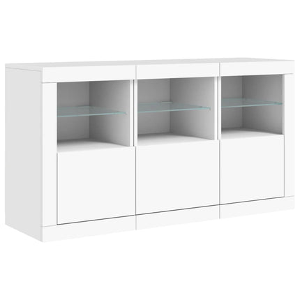 Skänk med LED-belysning vit 123x37x67 cm