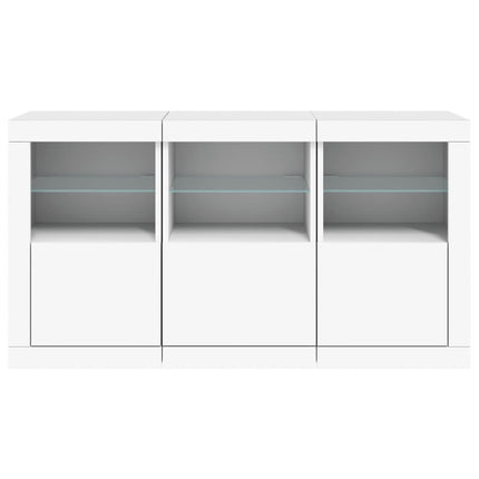 Skänk med LED-belysning vit 123x37x67 cm
