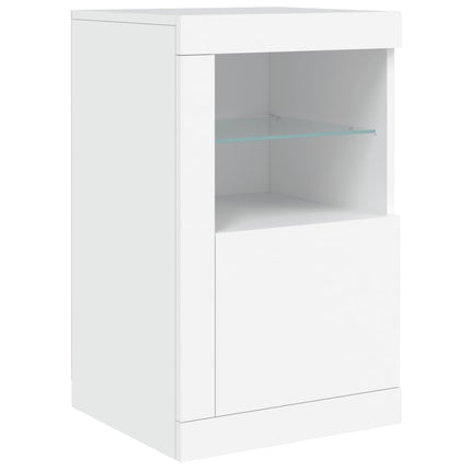 Skänk med LED-belysning vit 123x37x67 cm