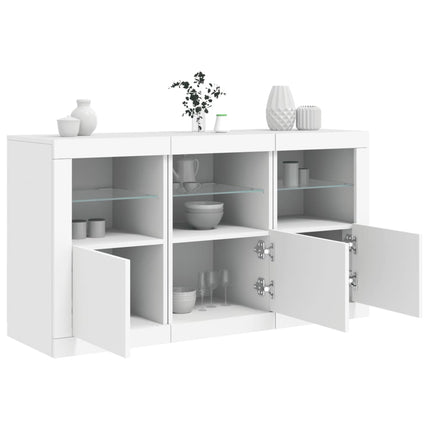 Skänk med LED-belysning vit 123x37x67 cm