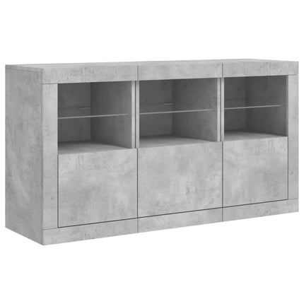 Skänk med LED-belysning betonggrå 123x37x67 cm