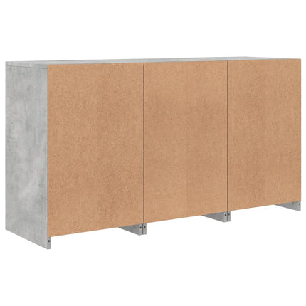 Skänk med LED-belysning betonggrå 123x37x67 cm
