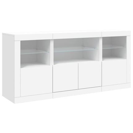 Skänk med LED-belysning vit 142,5x37x67 cm