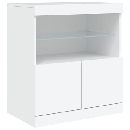 Skänk med LED-belysning vit 142,5x37x67 cm