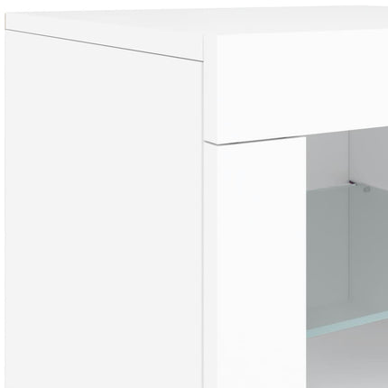 Skänk med LED-belysning vit 142,5x37x67 cm