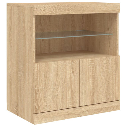 Skänk med LED-belysning sonoma-ek 142,5x37x67 cm