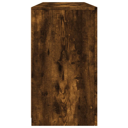 Skänk med LED-belysning rökfärgad ek 142,5x37x67 cm