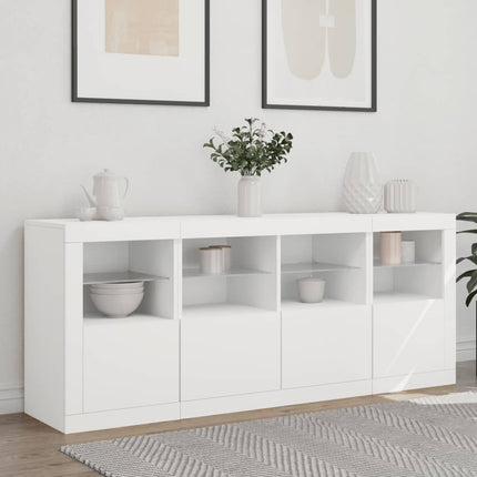 Skänk med LED-belysning vit 163x37x67 cm