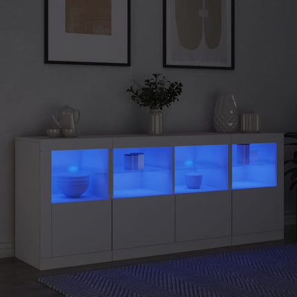 Skänk med LED-belysning vit 163x37x67 cm