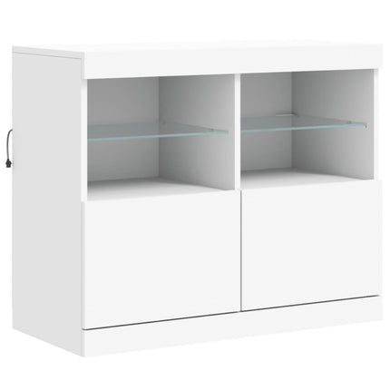 Skänk med LED-belysning vit 163x37x67 cm