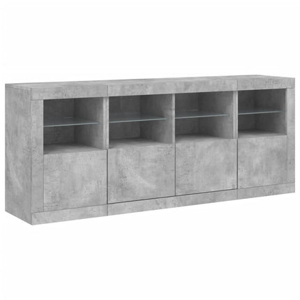 Skänk med LED-belysning betonggrå 163x37x67 cm