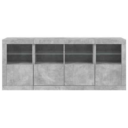 Skänk med LED-belysning betonggrå 163x37x67 cm
