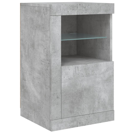 Skänk med LED-belysning betonggrå 163x37x67 cm
