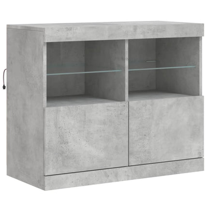 Skänk med LED-belysning betonggrå 163x37x67 cm