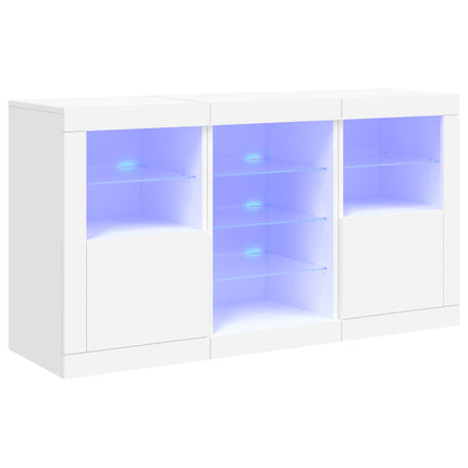 Skänk med LED-belysning vit 123x37x67 cm