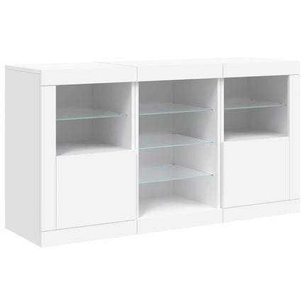 Skänk med LED-belysning vit 123x37x67 cm