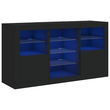 Skänk med LED-belysning svart 123x37x67 cm