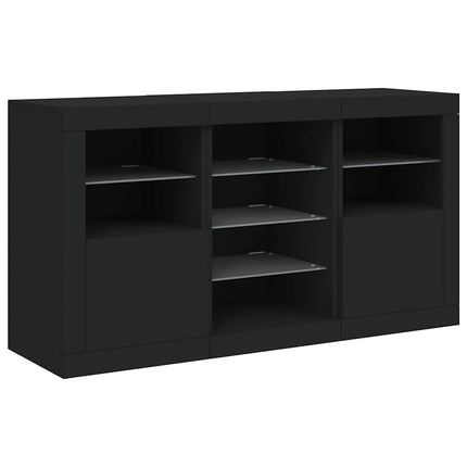 Skänk med LED-belysning svart 123x37x67 cm