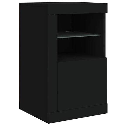 Skänk med LED-belysning svart 123x37x67 cm