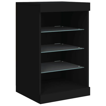 Skänk med LED-belysning svart 123x37x67 cm
